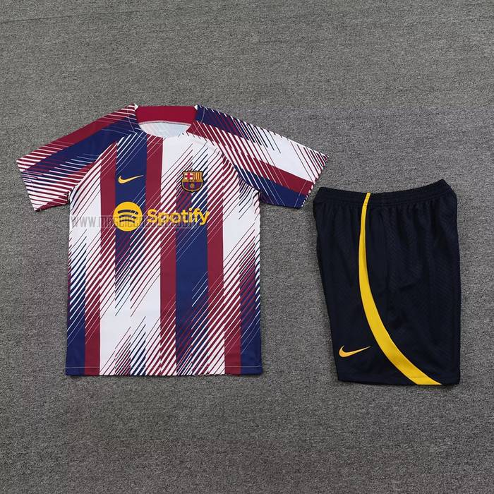 Tuta da Track del FC Barcellona Manga Corta 2023 Blu y Rosso - Pantalon Corto